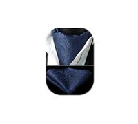 HISDERN Ascot blu navy Uomo Floreale Paisley Fazzoletto Seta Cravatta da Sposa Elegante Foulard Business Partito Classico Ascots e Pochette Set