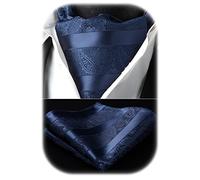 HISDERN Ascot blu navy Uomo Floreale Paisley Fazzoletto Seta Cravatta da Sposa Elegante Foulard Business Partito Classico Ascots e Pochette Set