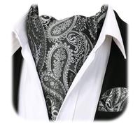 HISDERN Ascot grigio argento Uomo Floreale Paisley Fazzoletto Seta Cravatta da Sposa Elegante Foulard Business Partito Classico Ascots e Pochette Set