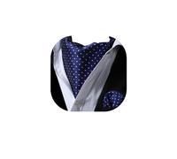HISDERN Ascot Uomo Seta Blu Cravatta a Pois Ascot e Fazzoletto da Taschino Set di Cravatta Pochette per Matrimonio Festa Elegante