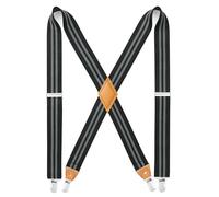 HISDERN Bretelle per uomo con molto forte 4 clip Bretelle Heavy Duty Bretella regolabile Blu Grigio Striped