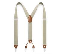 HISDERN Bretelle per uomo con molto forte 4 clip Bretelle Heavy Duty Y Style Suspender Champagne regolabile