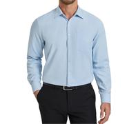 HISDERN Camicia da Uomo a Maniche Lunghe Casual Top per Business Tempo Libero e Cerimonia con Colletto Classico e Tasca Blu Cielo L