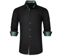 HISDERN - Camicia da uomo formale, per il tempo libero, a maniche lunghe, in cotone, classica, vestibilità regolare