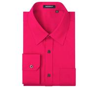 HISDERN - Camicia da uomo formale, per il tempo libero, a maniche lunghe, in cotone, classica, vestibilità regolare