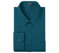 HISDERN - Camicia da uomo formale, per il tempo libero, a maniche lunghe, in cotone, classica, vestibilità regolare