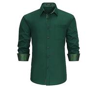 HISDERN - Camicia da uomo formale, per il tempo libero, a maniche lunghe, in cotone, classica, vestibilità regolare
