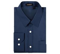 HISDERN Camicia Uomo Maniche Lunghe Camicie Formali Cotone Camicia Casual Regular Fit Shirt Blu Fumo 4XL