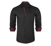 HISDERN Camicie Eleganti da Uomo Camicie Formali a Maniche Lunghe da Uomo Camicia da Lavoro da Matrimonio vestibilità Regolare da Lavoro Camicie Nere 3XL