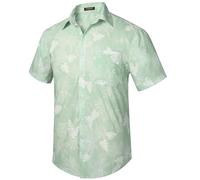 HISDERN Camicie Floreali hawaiane Uomo Camicia Casual Spiaggia Maniche Corte Camicia Estiva Hawaii Aloha Party Regular Fit Verde Menta Chiaro 4XL