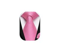 HISDERN Cravatta Rosa Uomo Elegante a Pois Cravatte e Fazzoletto da Matrimonio Set Cravatta e Pochette da Business