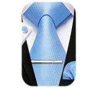 HISDERN Cravatta scozzese da uomo e fazzoletto da taschino Set Fazzoletto Gemello Fermacravatta Set Regali per feste di matrimonio formale Cravatta per uomo