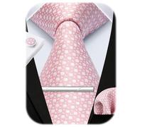 HISDERN Cravatta scozzese da uomo e fazzoletto da taschino Set Fazzoletto Gemello Fermacravatta Set Regali per feste di matrimonio formale Cravatta per uomo