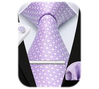 HISDERN Cravatta scozzese da uomo e fazzoletto da taschino Set Fazzoletto Gemello Fermacravatta Set Regali per feste di matrimonio formale Cravatta per uomo