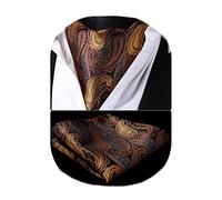 HISDERN Cravatta Uomo Ascot Floreale Paisley Cravatta E Fazzoletto Da Taschino Set Di Cravatte Fazzoletto Jacquard Per Matrimonio Festa Elegante,Castano,Taglia unica