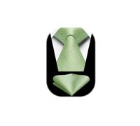 HISDERN Cravatta Verde Salvia Uomo Elegante a Pois Cravatte e Fazzoletto da Matrimonio Set Cravatta e Pochette da Business