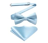 HISDERN Papillon Azzurro Uomo Preannodato Papillon Uomo Celeste e Fazzoletto da Taschino Farfallino Adulto per Nozze Testimone