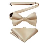 HISDERN Papillon Beige Uomo Preannodato Papillon Uomo Champagne e Fazzoletto da Taschino Farfallino Adulto per Nozze Testimone