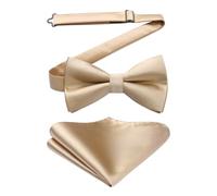 HISDERN Papillon Beige Uomo Preannodato Papillon Uomo Sabbia e Fazzoletto da Taschino Farfallino Adulto per Nozze Testimone