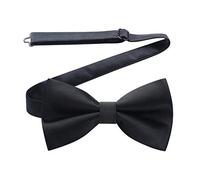 HISDERN Papillon da Uomo Nero Eleganti Cravatta a Farfalla con Gancio già Annodato e Regolabile Farfallino da Smoking in Tinta Unita