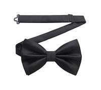 HISDERN Papillon Nero da Uomo Eleganti Cravatta a Farfalla con Gancio già Annodato e Regolabile Farfallino da Smoking in Tinta Unita