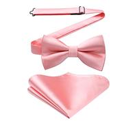 HISDERN Papillon Rosa Uomo Preannodato Papillon Uomo Rosa Cipria e Fazzoletto da Taschino Farfallino Adulto per Nozze Testimone