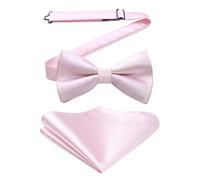 HISDERN Papillon Rosa Uomo Preannodato Papillon Uomo Rosa Pallido e Fazzoletto da Taschino Farfallino Adulto per Nozze Testimone