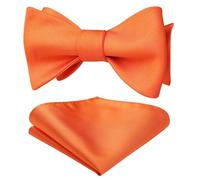 HISDERN Papillon Uomo arancia da Annodare con Fazzoletto Tinta unita Papillon Set Seta Elegante Originale per Festa Matrimonio Cerimonia