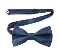 HISDERN Papillon Uomo Blu Marino con Gancio già e Paisley Regolabile Cravatta a Farfalla in Tinta Unita per Adulto Pre-legati Papillon da Uomo Farfallino da Smoking