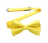 HISDERN Papillon Uomo Giallo da Matrimonio già Annodato e Regolabile Eleganti Cravatta a Farfalla in Tinta Unita Farfallino da Smoking