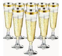 Hisdricus 20 Pezzi flute plastica, 150 ml flute da champagne in Plastica, bicchieri di plastica riutilizzabili per champagne, per matrimoni, compleanni e feste, trasparenti