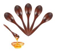 Hisdricus - 5 Pcs Cucchiaio per Miele - Cucchiaini Legno - 14,5 cm, Fatto a Mano, Mini Cucchiaio in Legno per Tè, Caffè, Marmellata, Miele, Accessori da Cucina, Marrone