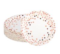 Hisdricus 50 Piatti Carta, Piatti Usa e Getta, Biodegradabile,Adatto per feste, grigliate, compleanni per bambini, matrimoni, pic-nic e altre occasioni, Resistente 300 g/m²(Rosa oro)