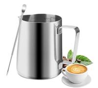Hisdricus Bricco Latte Acciaio Inox, 350 ml Bollitore Latte, Latte Art, con Segni di Misurazione, Penna Adatto, per Latte Artistico, Adatto per Cappuccino, Caffè Latte e Caffè Espresso