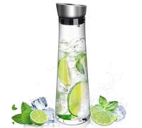 Hisdricus Brocca acqua vetro, caraffa per acqua, 1 litro, caraffa in vetro con coperchio, ideale per tè freddo, acqua calda e fredda, latte, caffè e vino