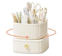 Hisdricus Organisateur de Maquillage, Boite Rangement Maquillage Rotatif à 360° avec Tiroir et 5 Compartiments, à Deux Niveaux et Amovible,2 strati portapenne da scrivania