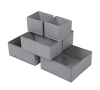 Hisdricus Set da 6 Organizzatori per Cassetti, Organizer per Armadio, Separatori per Cassetti, Ideale per Riporre Calze e Biancheria Intima, Grigio