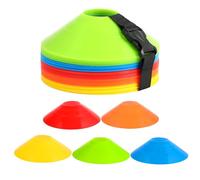 Hisdricus Set di 50 Coni per Allenamento Calcio-5 Colori-Ideale per conetti Allenamento-Sono Perfetti per Allenamento Calcio, Hockey, Pattinaggio e Pallamano-Coni Allenamento con Cinturino