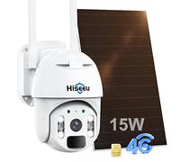 Hiseeu 【15600mAh Batteria 3G/4G LTE Telecamera da Esterno a Batteria con Scheda SIM,100% Senza Fili 2K PTZ Telecamera con 15W Pannello Solare, Visione Notturna a Colori,Rilevamento del movimento PIR