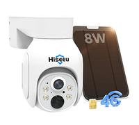 Hiseeu 3G/4G LTE Telecamera da Esterno con Scheda SIM 100MB,Senza Fili 2K 360° Solare PTZ Telecamera Sorveglianza Batteria con Visione Notturna a Colori,Rilevamento PIR,Tracciamento Auto,Audio a 2 Vie