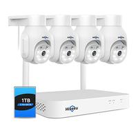 Hiseeu 【5MP PTZ+10CH Mini NVR】 5MP Kit Videosorveglianza PTZ WiFi Esterno con 1TB HDD NVR, Visione Notturna a Colori, Rilevamento del Movimento, Allarme Sonoro Audio Bidirezionale Remoto Vista Alexa