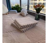 Hiseng 10 Pezzi Tappetini Puzzle in Peluche Morbidi Tappeto Gioco Bambini Puzzle 30x30cm Tappetino puzzle Piastrelle ad Incastro in Schiuma per Soggiorno, Camera da Letto (Cammello,30 * 30cm)