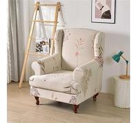 Hiseng 2 Pezzi Copripoltrona con Orecchie Elasticizzato, Chic Copripoltrona 1 Posto con Fodera per Cuscino Rimovibile e Lavabile per Soggiorno Camera da Letto (Botanico)