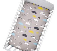 Hiseng Animale Foglia Lenzuolo con angoli Cotone Lenzuola Carrozzina Neonato Elasticizzati Biancheria da Letto Materassino Sacco a Pelo Lettino Lenzuolino da Carrozzina (Nuvola,97x61cm)