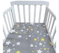 Hiseng Animale Stella Lenzuolo con angoli Cotone Lenzuola Carrozzina Neonato Elasticizzati Biancheria da Letto Materassino Sacco a Pelo Lettino Lenzuolino da Carrozzina (Stelle gialle,140x70cm)