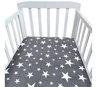 Hiseng Animale Stella Lenzuolo con angoli Cotone Lenzuola Carrozzina Neonato Elasticizzati Biancheria da Letto Materassino Sacco a Pelo Lettino Lenzuolino da Carrozzina (Stelle grigie,110x60cm)