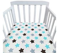 Hiseng Animale Stella Lenzuolo con angoli Cotone Lenzuola Carrozzina Neonato Elasticizzati Biancheria da Letto Materassino Sacco a Pelo Lettino Lenzuolino da Carrozzina (Stelle blu,130x70cm)