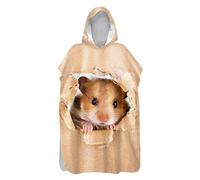 Hiseng Asciugamano Poncho da Bambini e Adulto, Animale Stampa Bagno Asciugamano con Cappuccio ad Asciugatura Rapida, Accappatoio per Spiaggia Surf Nuoto Sport (Criceto,80x145cm)