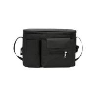 Hiseng Borsa Organizer per Passeggino, Borsa Passeggino Organizer Universale con Portabevande, Tracolla, Grande Capacità, Scomparti Multipli, Borsa Fasciatoio (30x15x18cm,Nero)