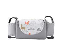 Hiseng Borsa Organizer per Passeggino Grigio Impermeabile Borsa Passeggino Organizer Universale, Tracolla, Grande Capacità Scomparti Multipli Borsa Fasciatoio per Carrozzina (Coniglio,35x15x11cm)